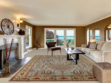 Light Blue Geometric Oushak Indian Area Rug 9x12