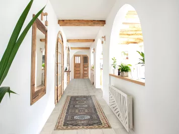 Gray Geometric Viss Indian Runner Rug 3x8