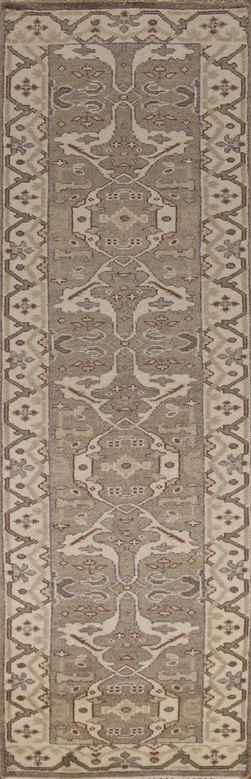 All-Over Handmade Oushak Indian Runner Rug 3x12