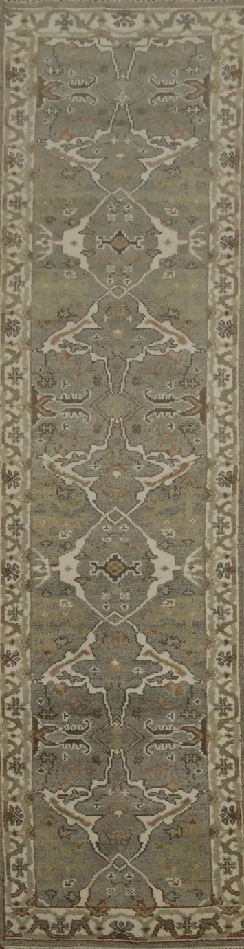Luxurious Oushak Runner Rug 3x12 Offering Subtle Sophistication