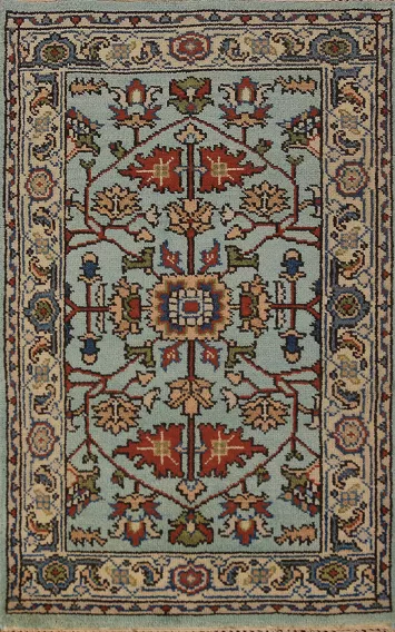Light Blue Handmade Oushak Indian Rug 3x5