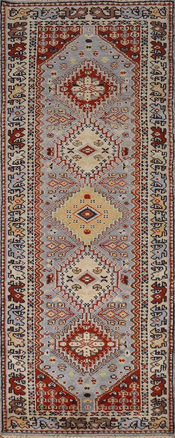 Geometric Heriz Serapi Indian Runner Rug 3x8