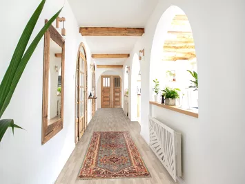 Light Blue Heriz Serapi Indian Runner Rug 2x8