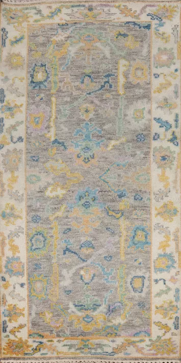 Gray Wool Handmade Oushak Indian Rug 3x6