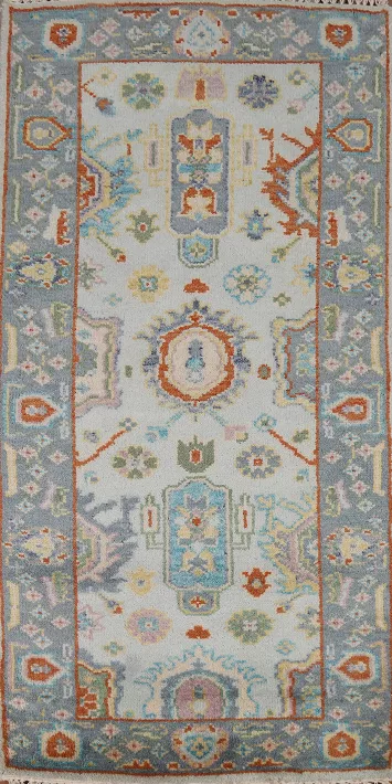 Handmade Blues Oushak Indian Rug 3x6