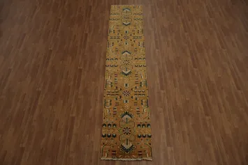 Orange & Rust Wool Kazak Indian Runner Rug 3x12