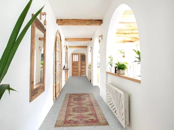 Green Geometric Viss Indian Runner Rug 3x8