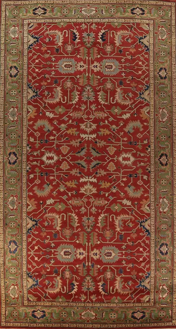 All-Over Wool Handmade Large Oushak Indian Rug 9x18