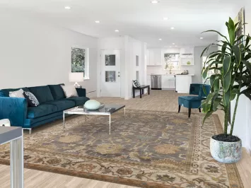 Wool Geometric Gray Oushak Indian Area Rug 9x12