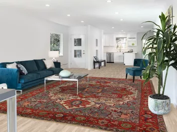 Wool Medallion Heriz Serapi Indian Area Rug 9x12