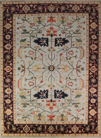 Light Blue Handmade Oushak Indian Area Rug 9x12