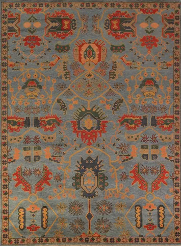 Handmade Blue Oushak Indian Area Rug 9x12