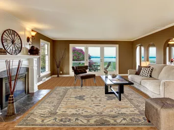 All-Over Ivory Wool Oushak Indian Area Rug 9x12