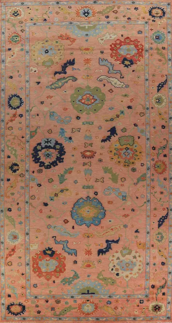 All-Over Floral Oushak Indian Large Rug 9x18