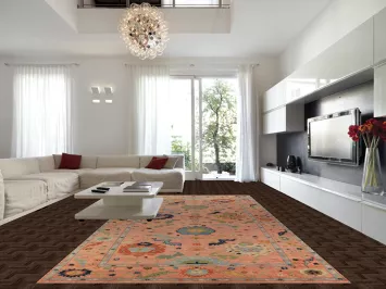 All-Over Floral Oushak Indian Large Rug 9x18