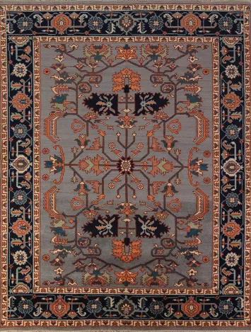 Gray Blue Geometric Kazak Indian Area Rug 8x10