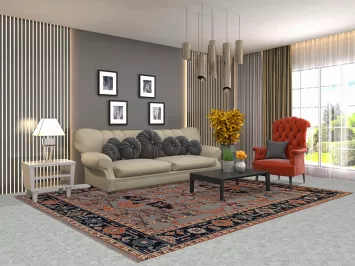 Gray Blue Geometric Kazak Indian Area Rug 8x10