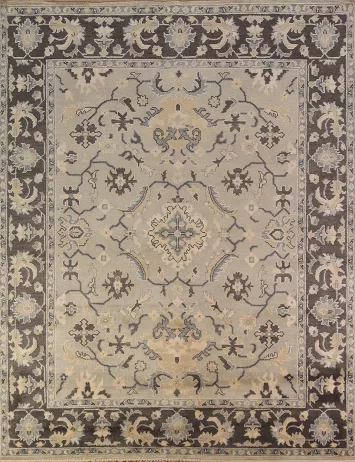 All-Over Floral Wool Oushak Indian Area Rug 8x10
