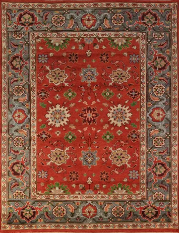 All-Over Floral Wool Heriz Serapi Indian Area Rug 8x10