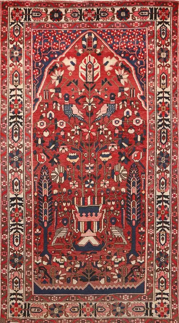 Vintage Red Wool Bakhtiari Persian Area Rug 5x10