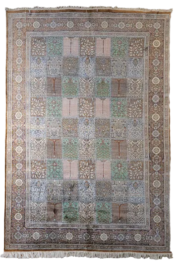 Garden Design 100% Silk Qum Persian Area Rug 6x10