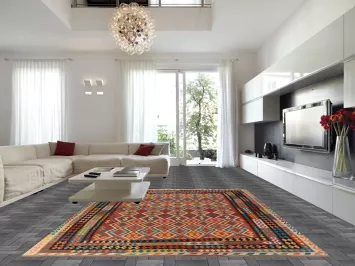 Geometric Wool Kilim Oriental Area Rug 10x13