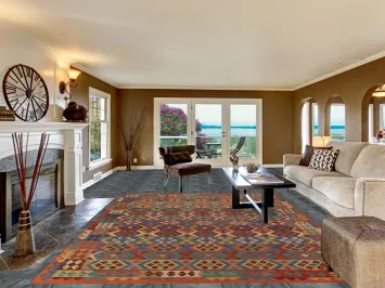 All-Over Wool Kilim Oriental Area Rug 8x11