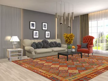 Trellis Geometric Wool Kilim Oriental Area Rug 8x11