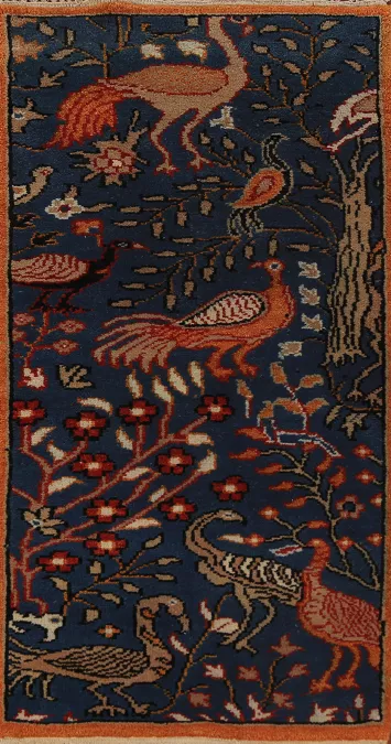 Animals Pictorial Blue Ziegler Indian Rug 3x6