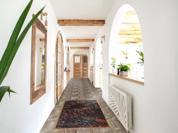 Animals Pictorial Blue Ziegler Indian Rug 3x6