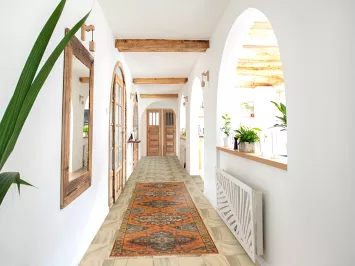 Orange Wool Kazak Indian Runner Rug 3x10