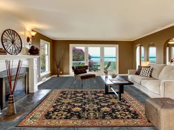 Navy Blue Geometric Oushak Indian Area Rug 8x10