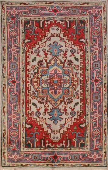 Geometric Heriz Serapi Indian Foyer Rug 3x5