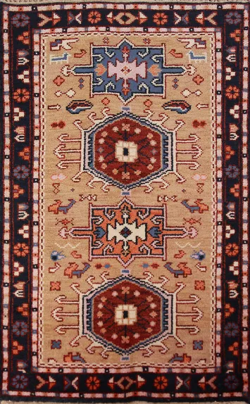 Light Brown Wool Khotan Indian Foyer Rug 3x5