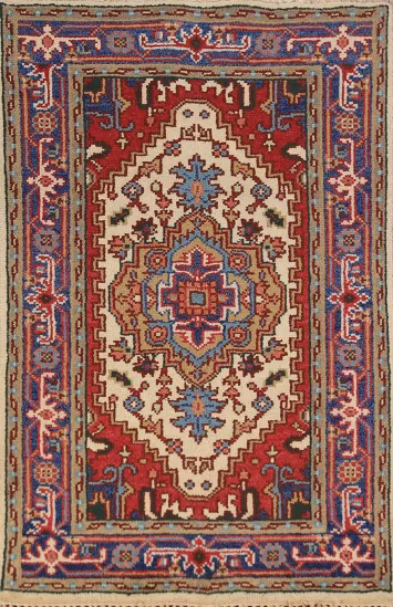 Geometric Heriz Serapi Indian Foyer Rug 3x5