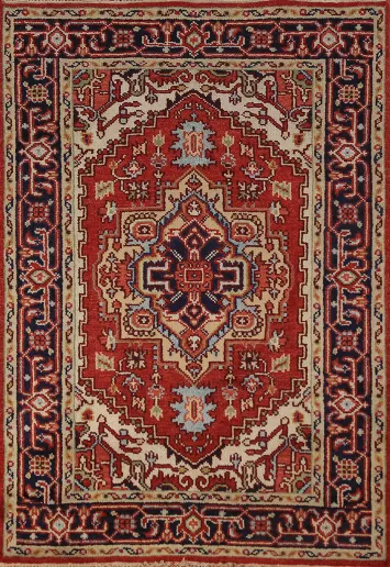 Geometric Wool Heriz Serapi Oriental Accent Rug 4x6