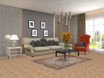 Light Blue Geometric Kazak Oriental Accent Rug 4x6