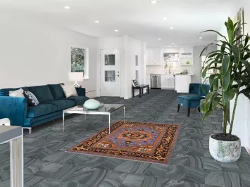 Blue Geometric Heriz Serapi Oriental Accent Rug 4x6