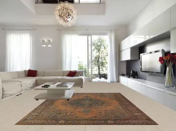 Orange Wool Medallion Tabriz Persian Area Rug 10x13