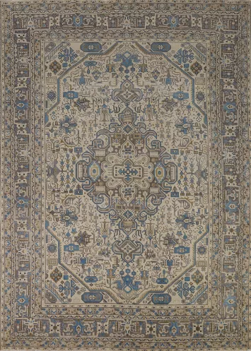 Geometric Wool Tabriz Persian Area Rug 8x11