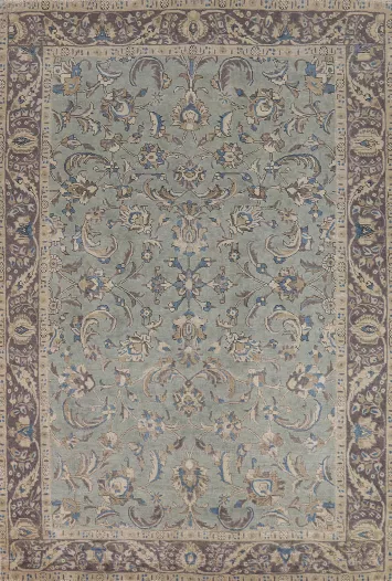 All-Over Floral Blue Tabriz Persian Area Rug 6x10