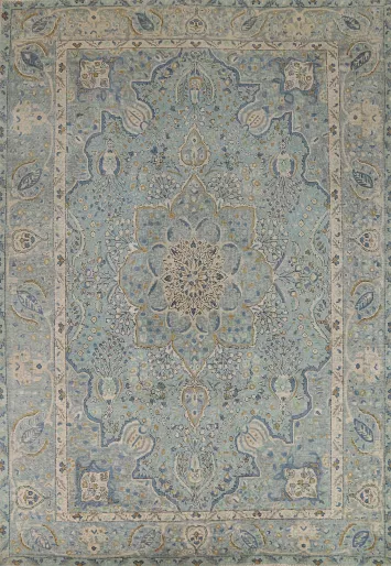 Handmade Blue Floral Tabriz Persian Area Rug 8x11