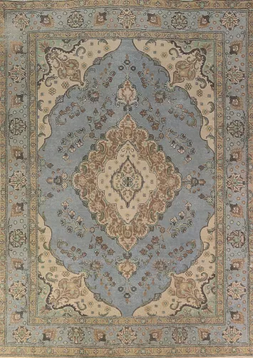 Light Blue Handmade Tabriz Persian Area Rug 8x11