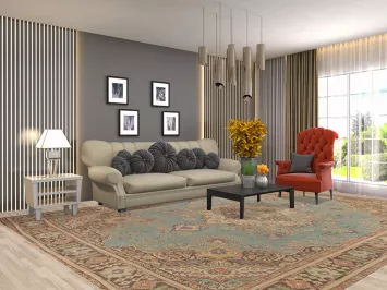 Light Blue Medallion Tabriz Persian Area Rug 10x13