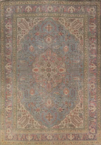 Light Blue Handmade Tabriz Persian Area Rug 8x11