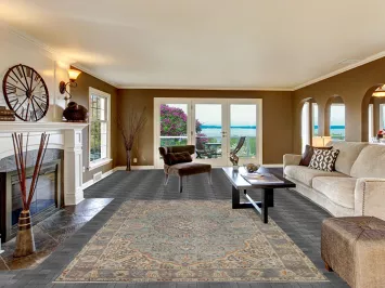 Light Blue Floral Tabriz Persian Area Rug 6x9