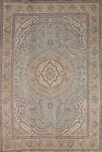 Light Blue Medallion Tabriz Persian Area Rug 8x11