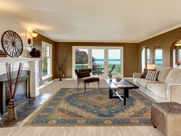 Blue Floral Medallion Tabriz Persian Area Rug 9x13