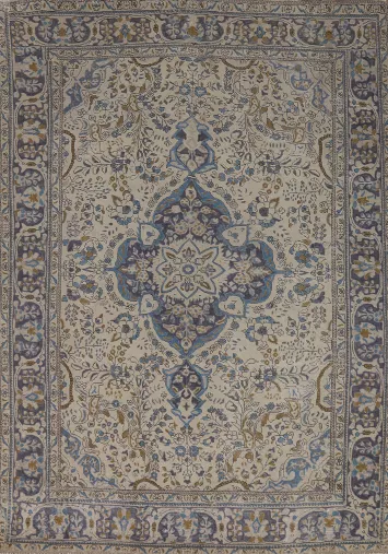 Vintage Floral Tabriz Persian Area Rug 7x10
