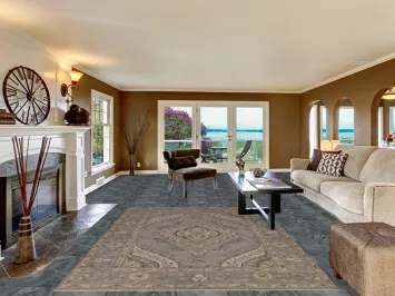 Gray Wool Medallion Tabriz Persian Area Rug 6x9